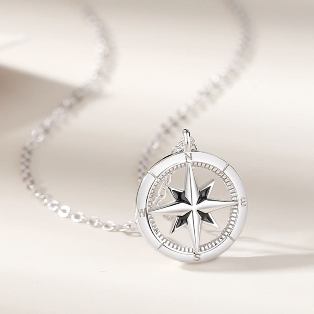 Sterling Silver Compass Necklace