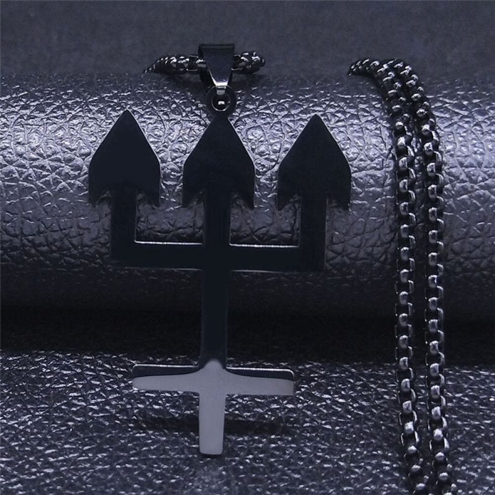 Trident Inverted Necklace - Black