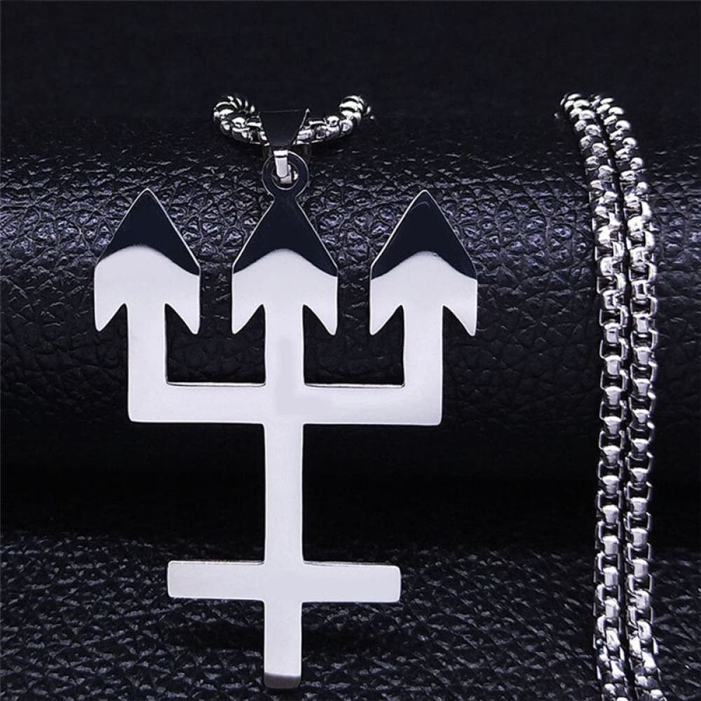 Trident Inverted Necklace - Silver