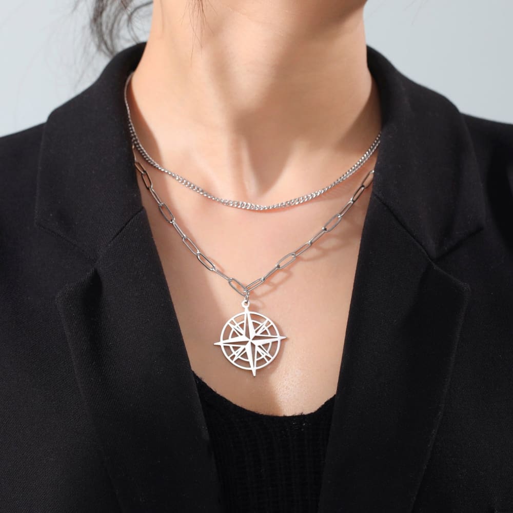Two Layer Compass Necklace