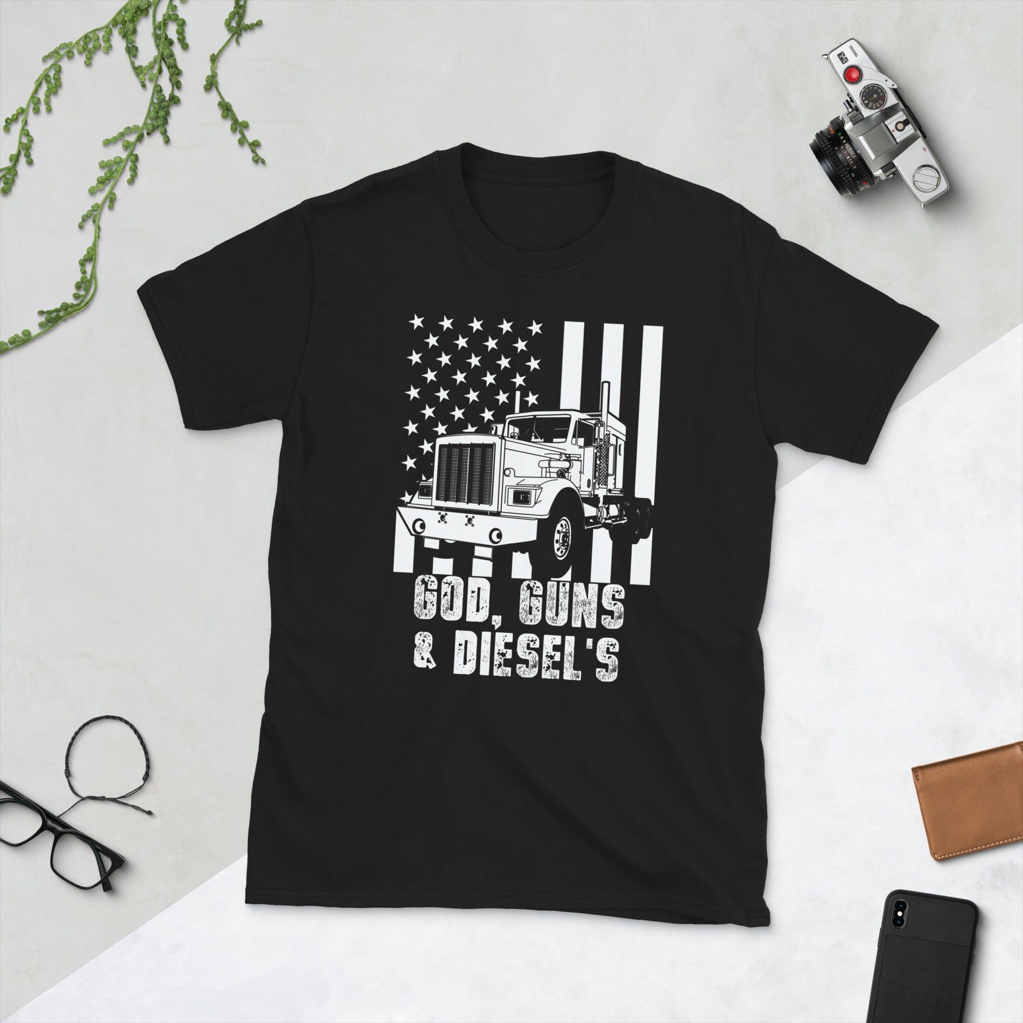 American Diesel Truck Driver Shirt, God Guns & Diesels T Shirt, Diesel Trucks, Diesel Truck Shirt, USA Flag Truck Owner Gift, Trucker Shirt - Madeinsea©
