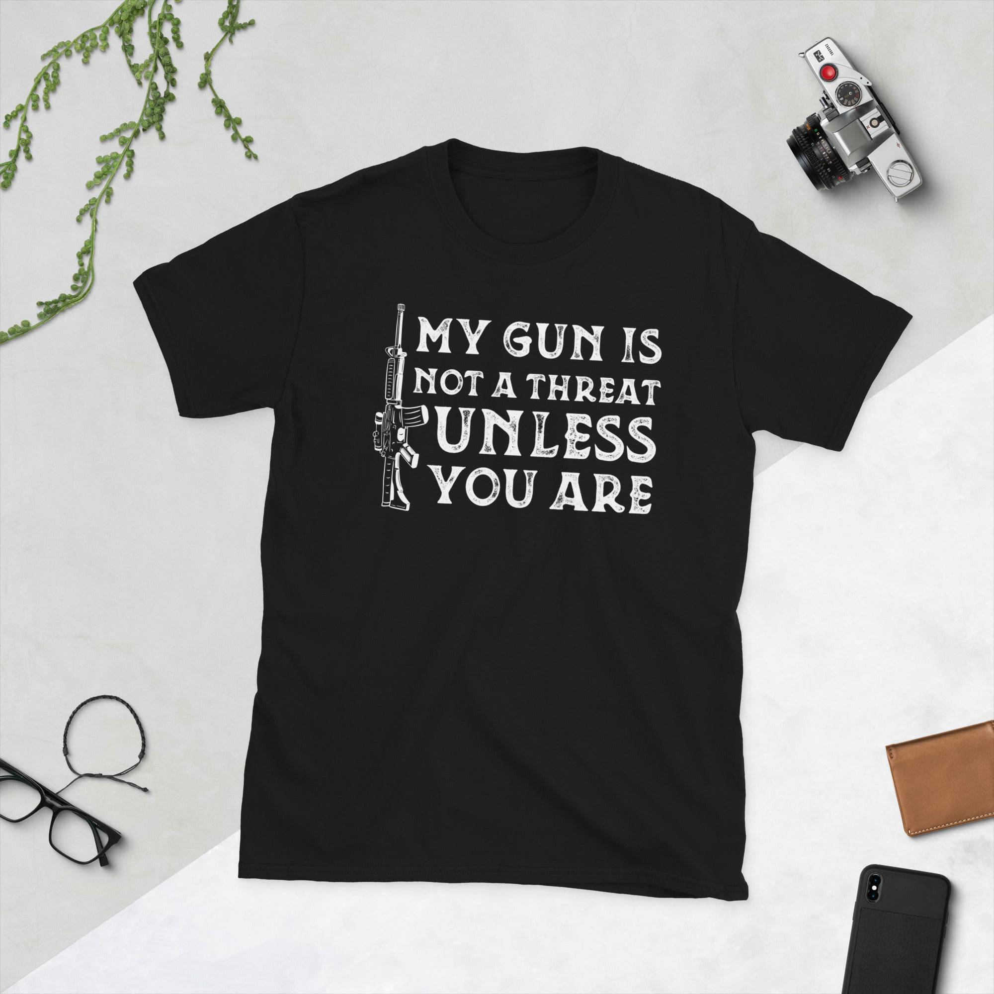 My Gun Is Not A Threat Unless You Are, Gun Rights AR-15 Shirt, 2nd Amendment Tshirt, Republican Shirts, Funny Guns Tee, 4th Of July Gifts