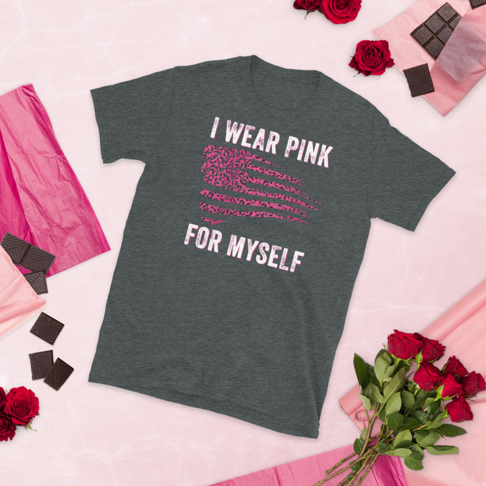 Breast Cancer Awareness Shirt, I Wear Pink for Myself Shirt, Breast Cancer Support, Breast Cancer Awareness Month, Pink Ribbon American Flag - Madeinsea©