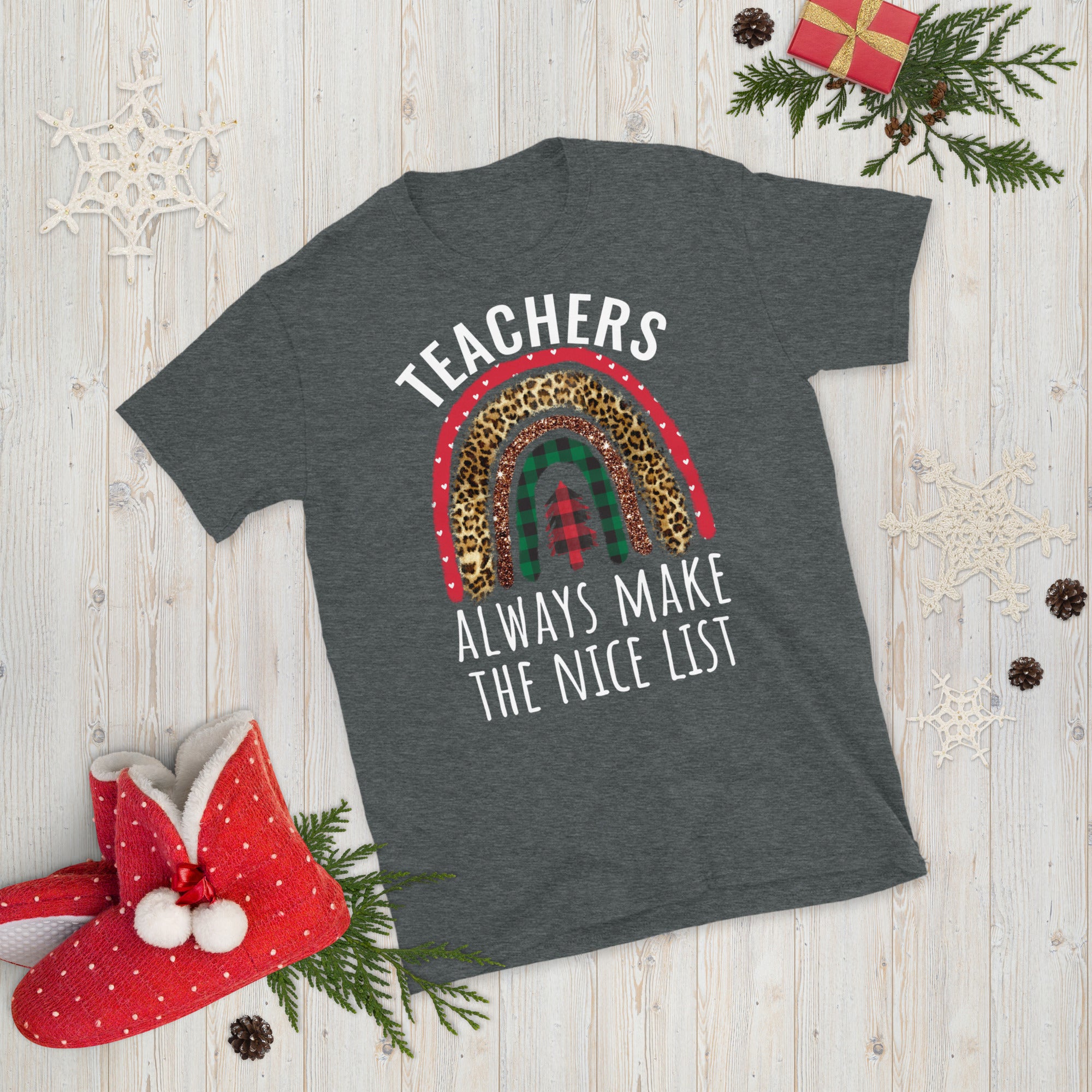 Teachers Always Make The Nice List, Teacher Shirts, Teacher Christmas Shirt, Teacher life, Holiday shirt, Xmas Teacher shirt, Teacher Santa