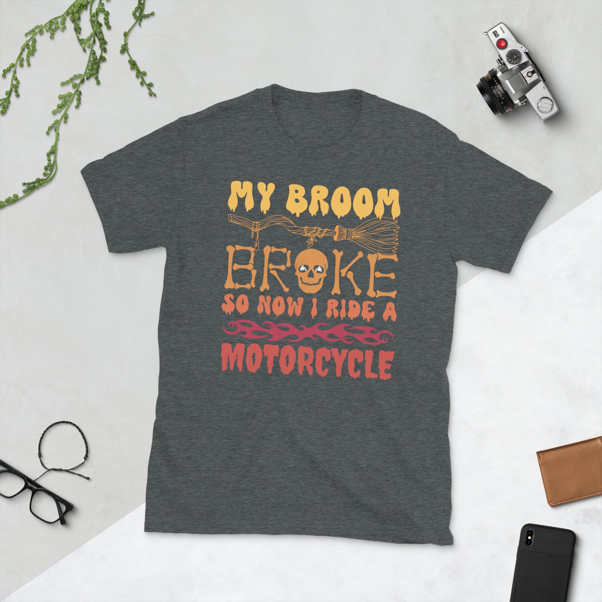 My Broom Broke So Now I Ride a Motorcycle, Funny Halloween Biker Shirt, Halloween Party Costume For Bikers, Retro Biker Dad Tshirt Halloween - Madeinsea©