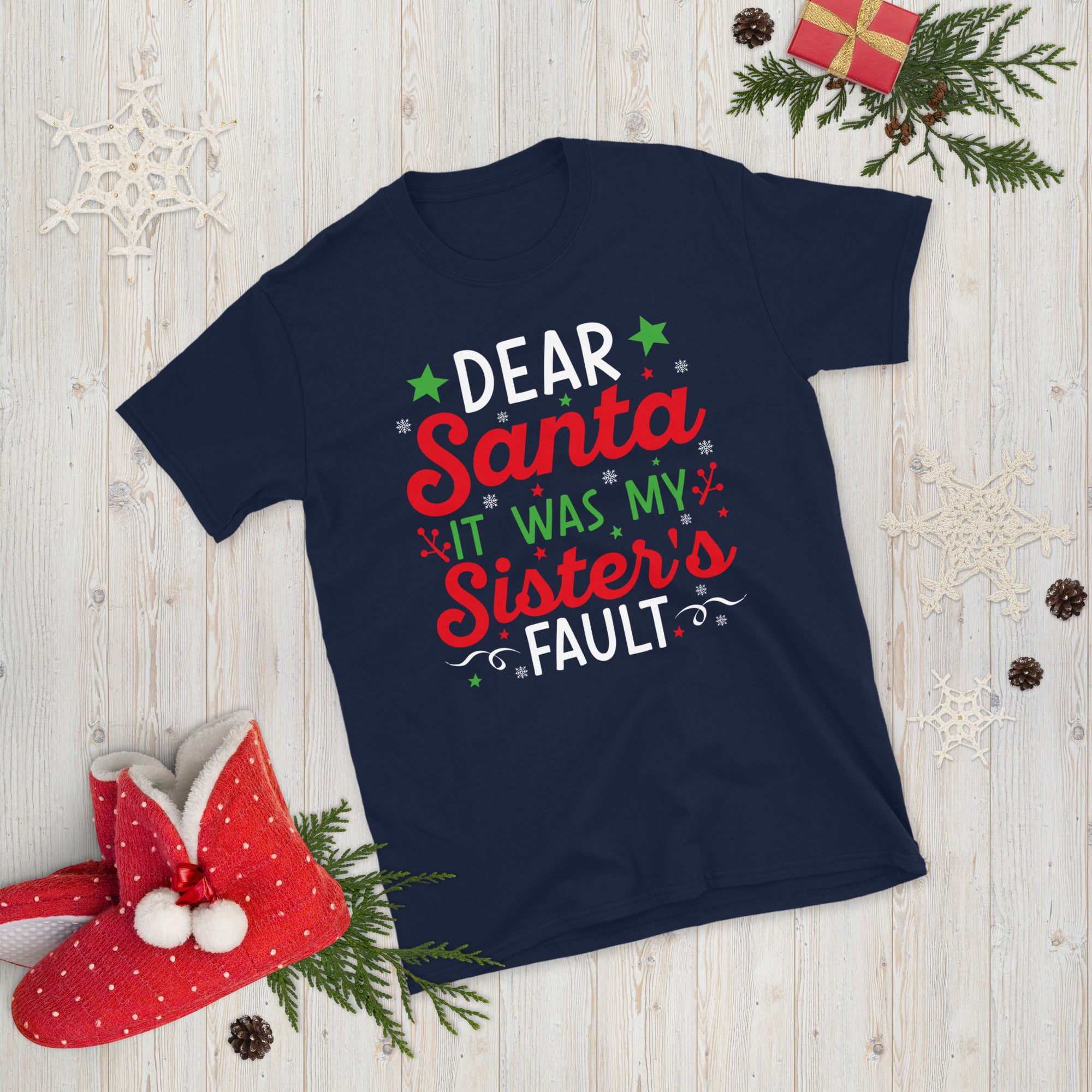 Dear Santa It Was My Sister's Fault, Naughty Sister Shirt, Christmas Gift for Sister, Shes The Naughty One, Funny Xmas Shirt, Siblings Shirt - Madeinsea©