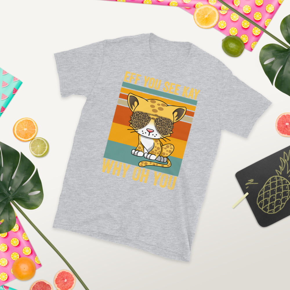 Cat Eff You See Kay Why Oh You Shirt, Funny Vintage Cat Shirt, Cat Yoga Shirt, Cat Lover Shirt, Leopard Cat T Shirt, Vintage Retro Cat Tee - Madeinsea©