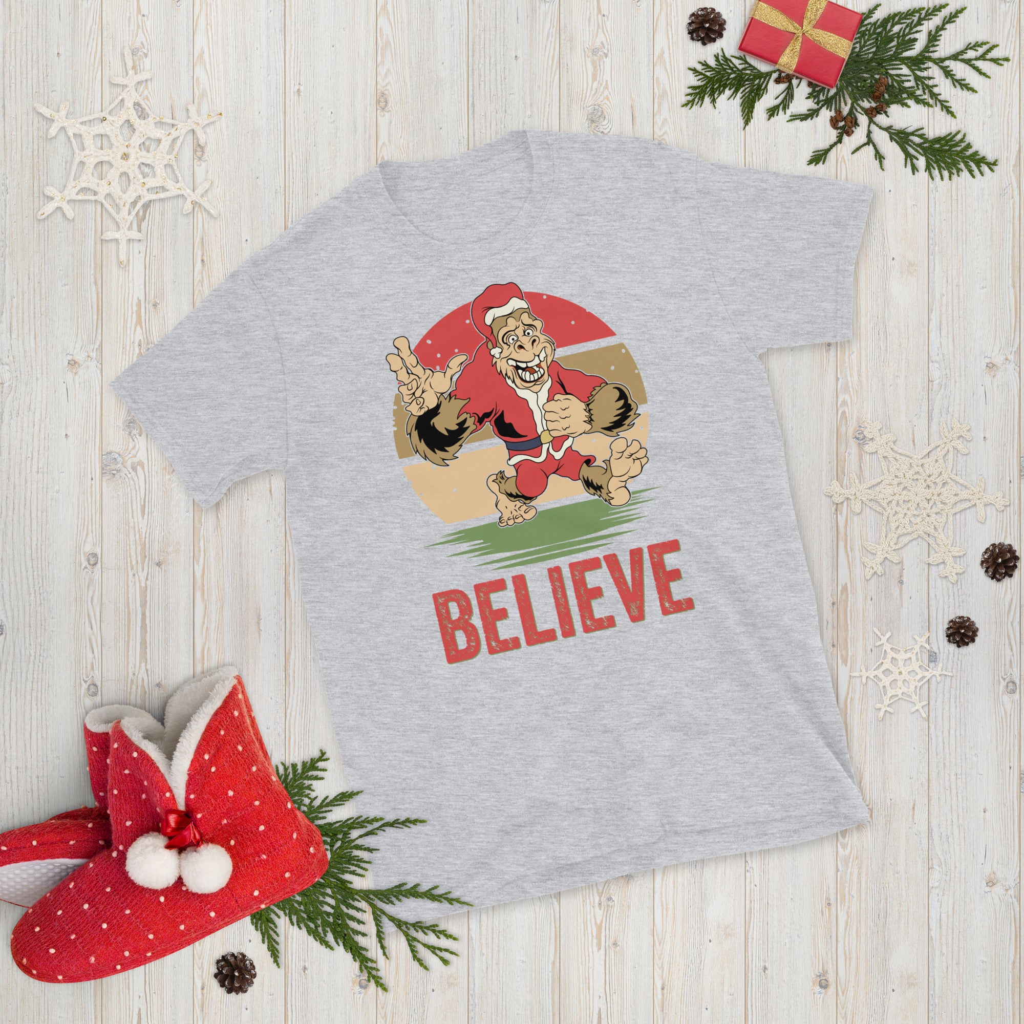 Believe Bigfoot Shirt, Weihnachtsshirt, Weihnachts-Bigfoot-Shirt, Sasquatch Santa Shirt, Bigfoot Weihnachts-T-Shirt, Bigfoot-Liebhaber Weihnachtsgeschenk