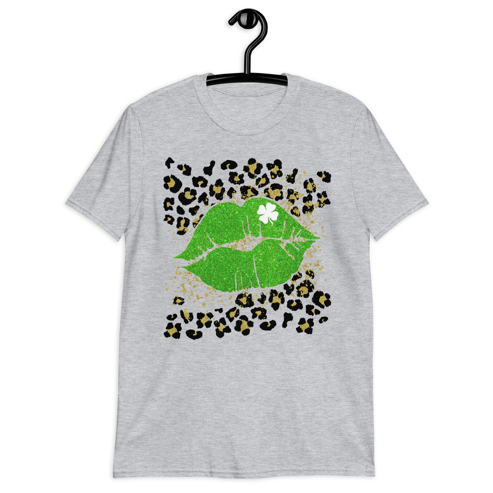 St Patrick&#39;s Day Lips Shirt, Shamrock Kiss Shirt, Leopard Shamrock, Four Leaf Clover Tshirt, Saint Patricks Gifts for Her, Irish Women Shirt - Madeinsea©