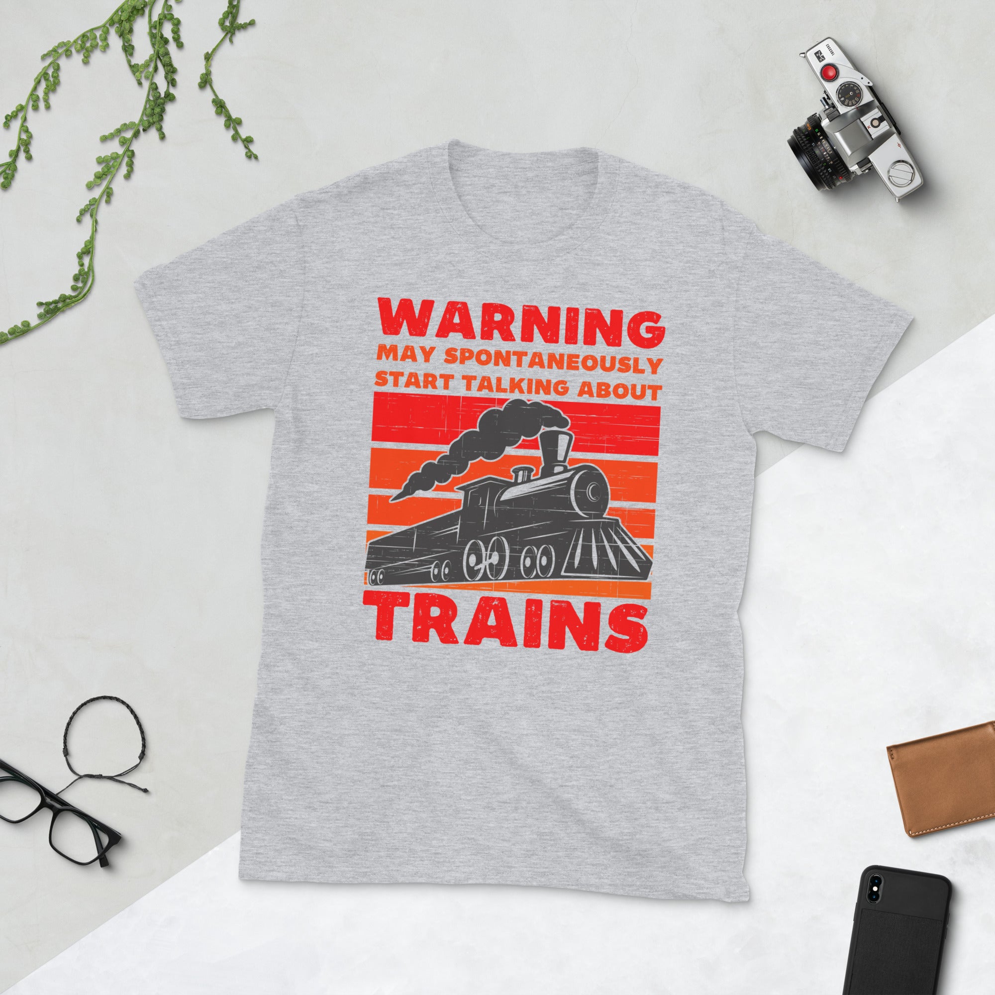 Warning May Spontaneously Start Talking About Trains, Train Engineer Shirt, Train Model Locomotive Gifts, Railroad Tshirt, Vintage Train Tee
