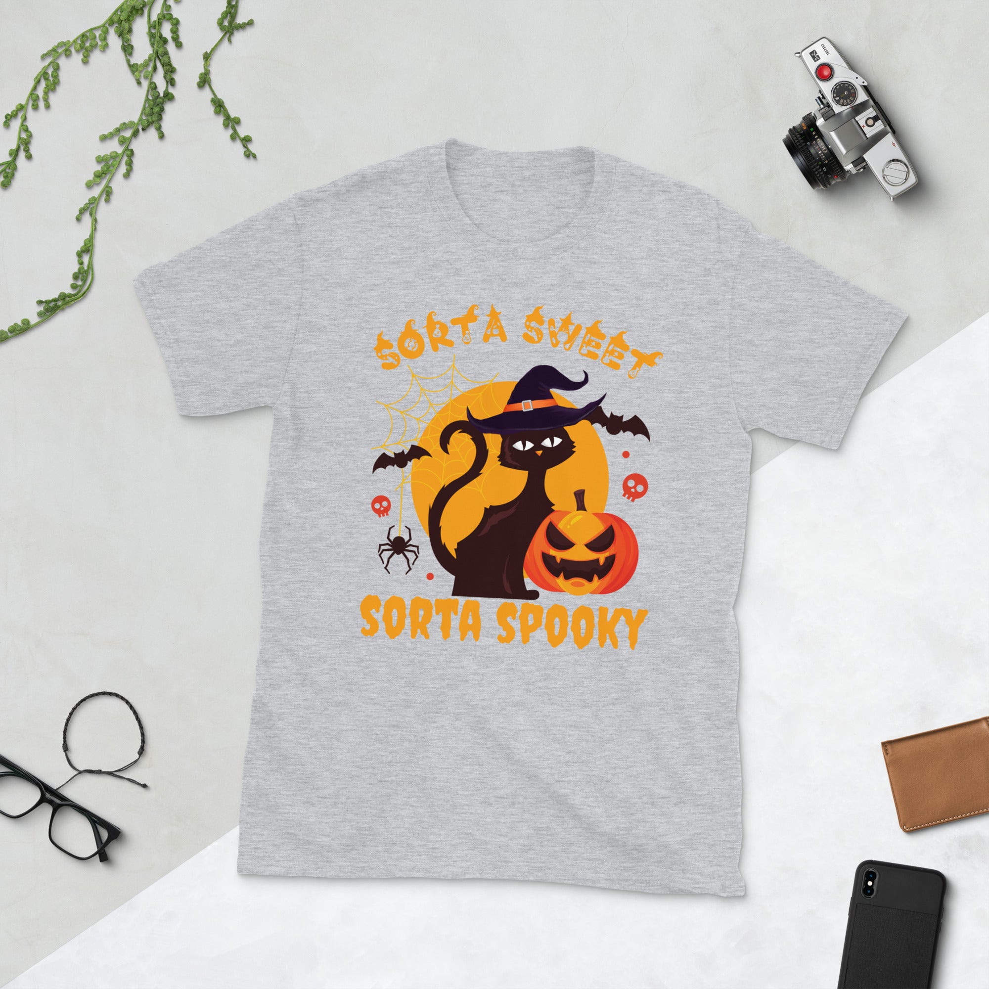 Sorta Sweet Sorta Spooky, Funny Witch Cat Halloween Costume Shirt, Pumpkin Cat Shirt, Spooky Season Shirt, Funny Halloween Cat Lover Gifts
