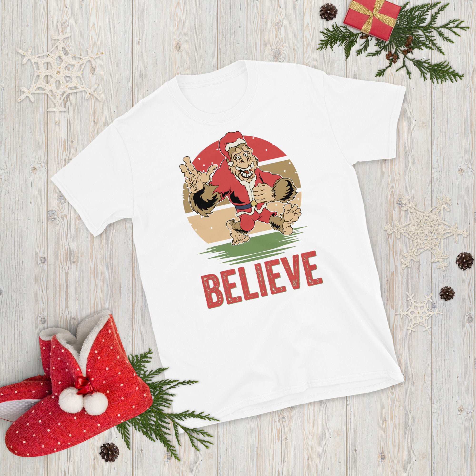 Believe Bigfoot Shirt, Weihnachtsshirt, Weihnachts-Bigfoot-Shirt, Sasquatch Santa Shirt, Bigfoot Weihnachts-T-Shirt, Bigfoot-Liebhaber Weihnachtsgeschenk