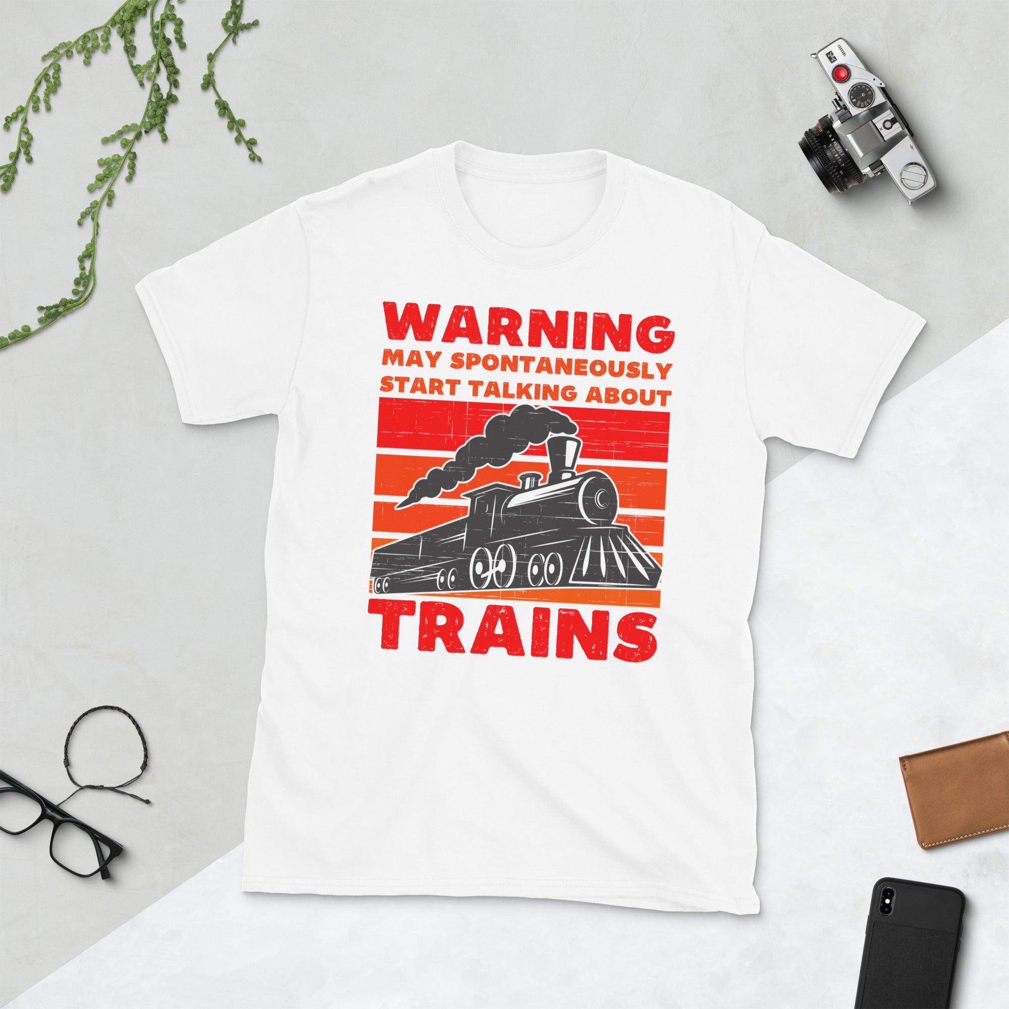Warning May Spontaneously Start Talking About Trains, Train Engineer Shirt, Train Model Locomotive Gifts, Railroad Tshirt, Vintage Train Tee