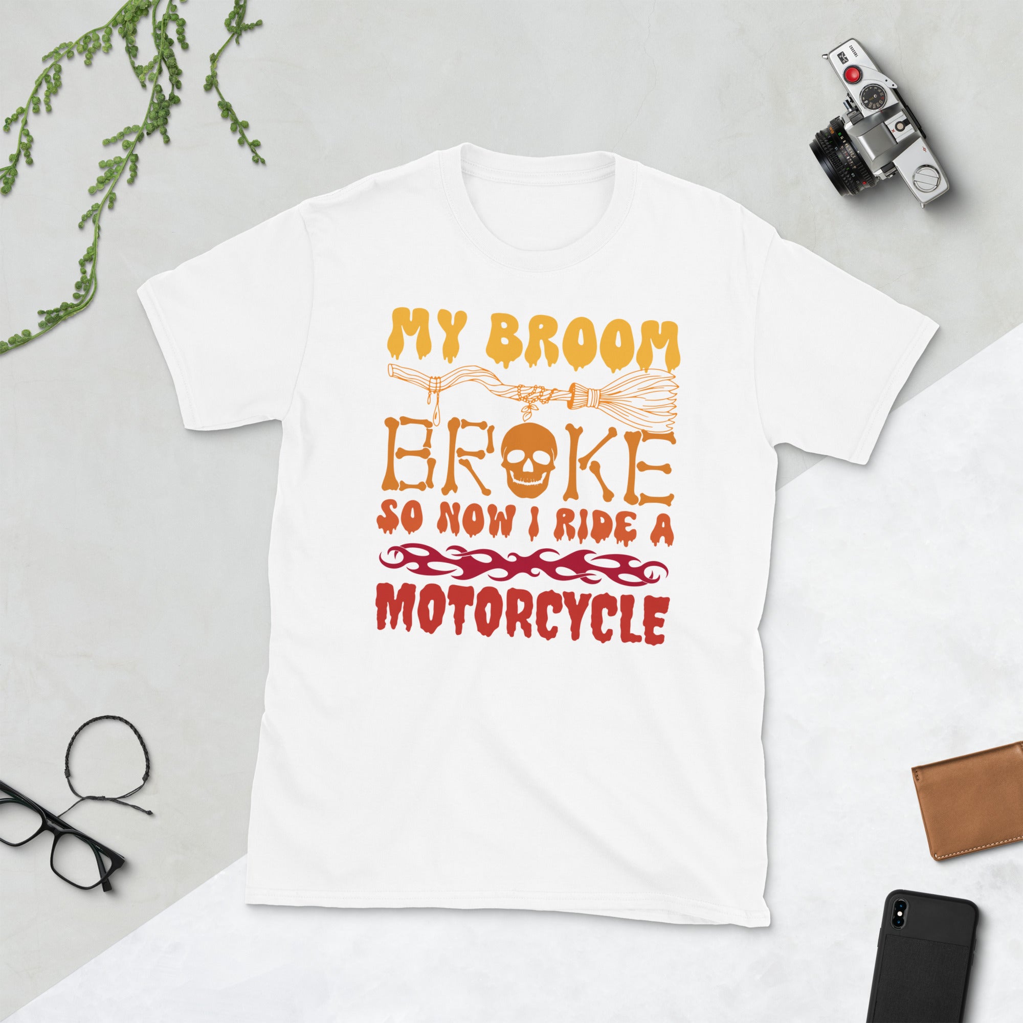 My Broom Broke So Now I Ride a Motorcycle, Funny Halloween Biker Shirt, Halloween Party Costume For Bikers, Retro Biker Dad Tshirt Halloween - Madeinsea©