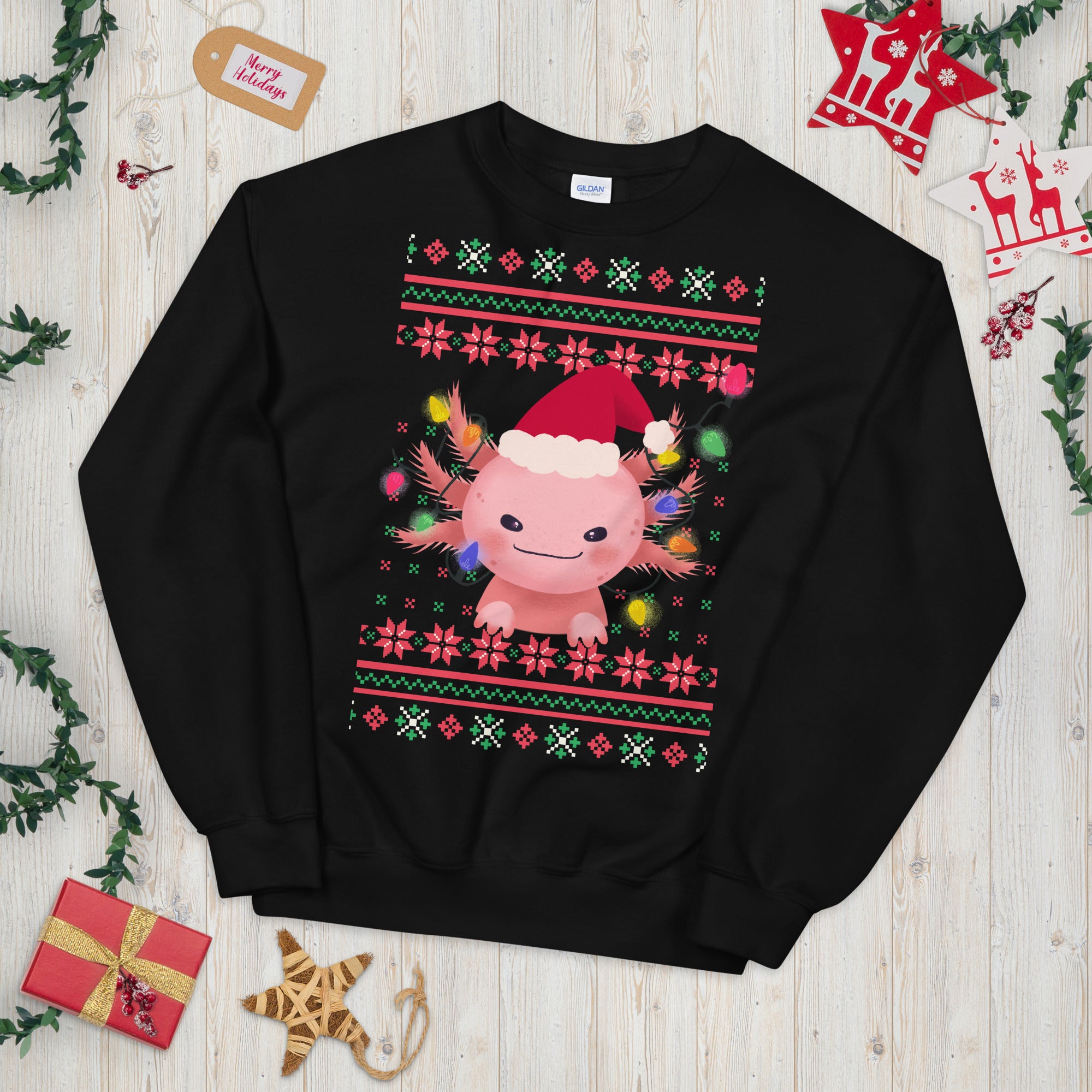 Axolotl Christmas Sweatshirt, Axolotl Ugly Christmas Sweatshirt, Santa Axolotl Sweatshirt, Axolotl Ugly Sweatshirt, Axolotl Xmas Gift