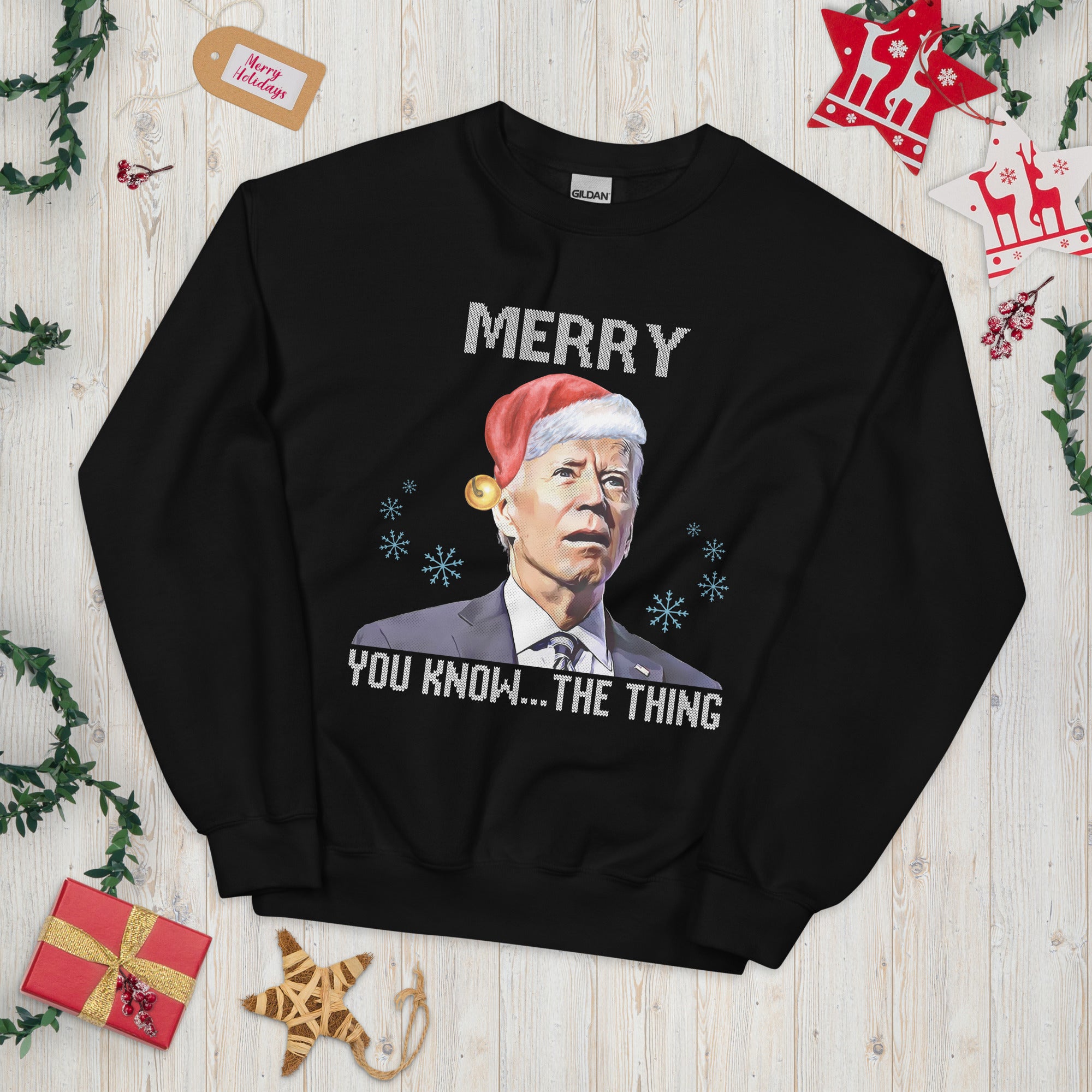 Merry You Know The Thing, Christmas Biden Sweatshirt, Funny Confused Biden Xmas Shirt, Santa Joe Biden Sweater Republican Gift, FJB Crewneck