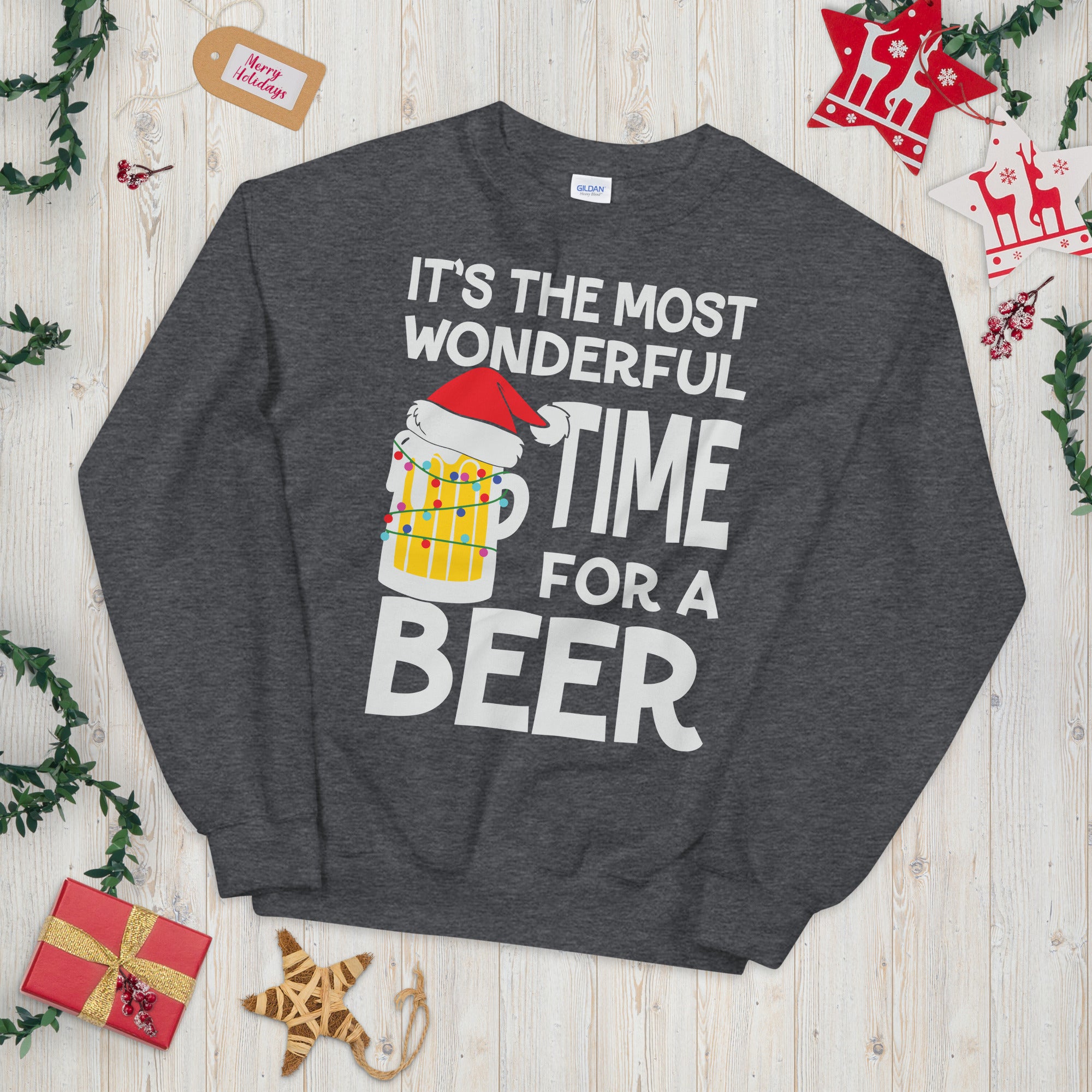 It's the Most Wonderful Time For a Beer, Funny Beer Sweatshirt, Ugly Christmas Sweater, Husband Christmas Shirt, Christmas Beer Sweater - Madeinsea©
