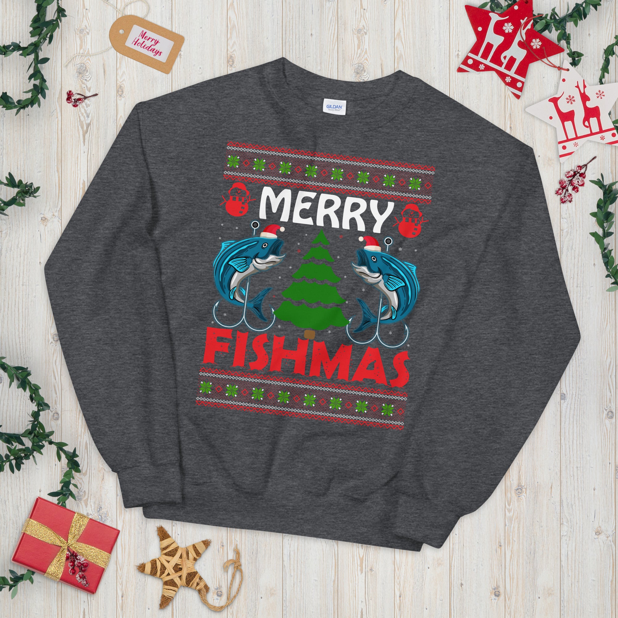 Merry Fishmas Ugly Christmas Sweater, Ugly Christmas Fishing Shirts, F