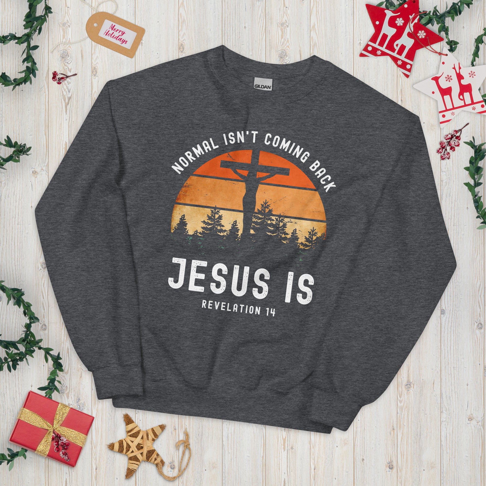 Normal Isn&#39;t Coming Back Jesus Is, Revelation 14 Sweatshirt, Bible Verse, Jesus Sweater, Faith Shirt, Religious Shirt, Motivational Gifts