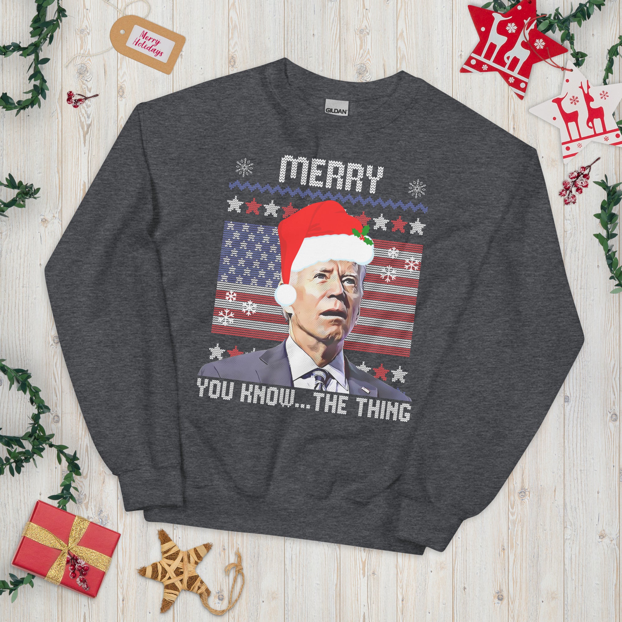 Christmas Biden Sweatshirt, Merry You Know The Thing, Funny Confused Biden Xmas Shirt, Santa Joe Biden Sweater Republican Gift, FJB Crewneck - Madeinsea©