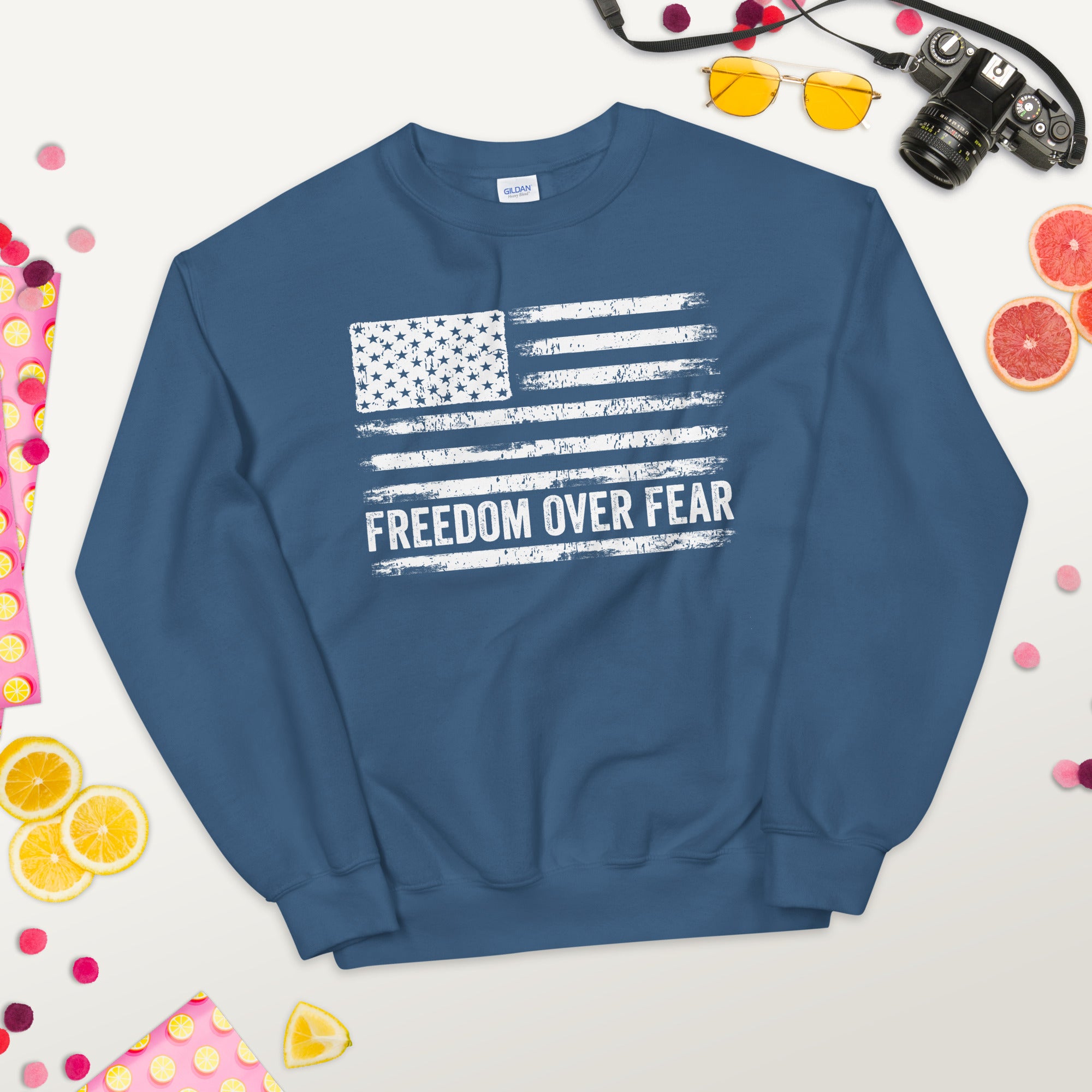 Sweat-shirt « La liberté sur la peur », t-shirt « La liberté médicale », cadeau patriotique, fier américain, pull « Vétéran américain », drapeau américain vintage, 4 juillet