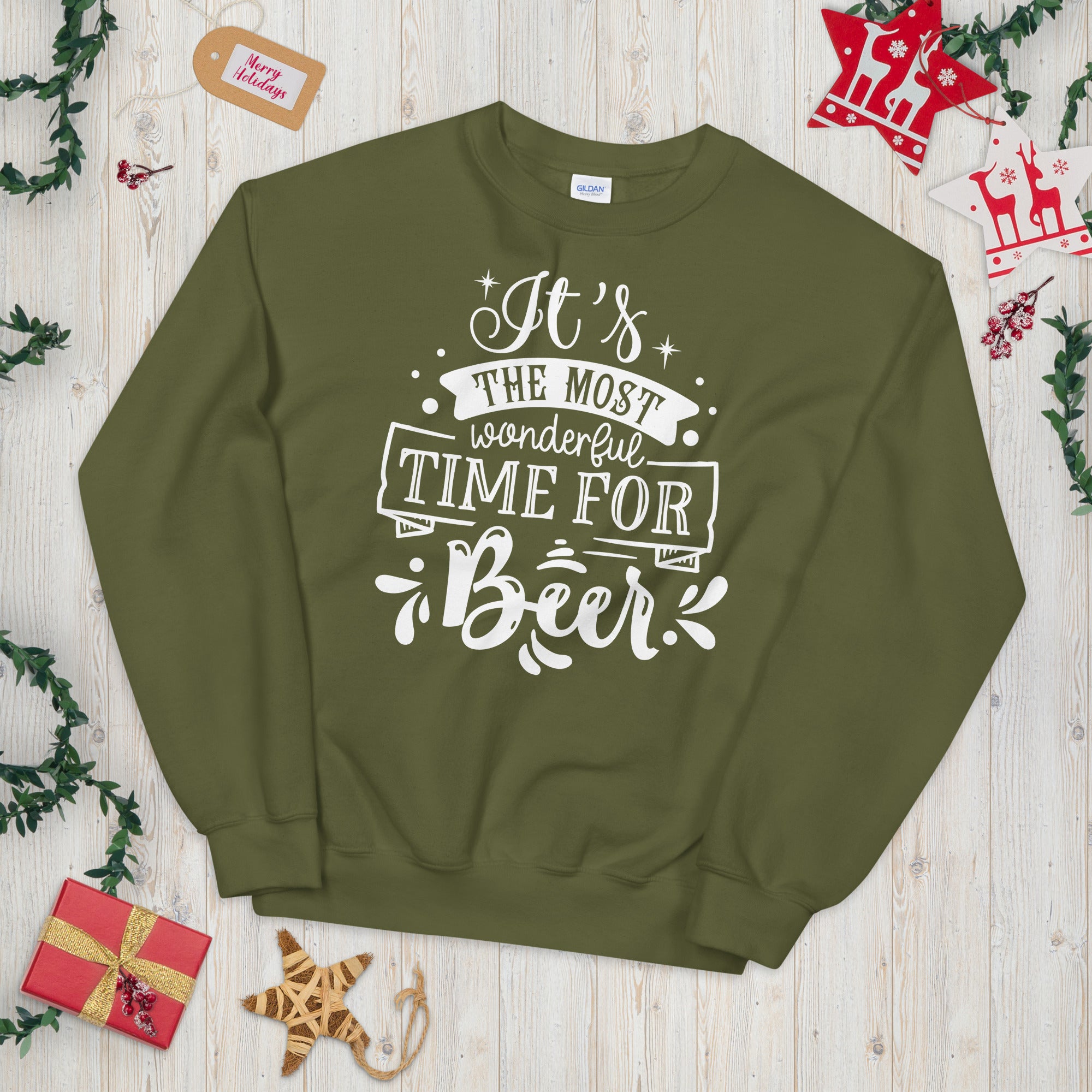 It's The Most Wonderful Time For A Beer Sweatshirt, Christmas Beer Sweater, Husband Christmas Gift, Beer Lover Gift, Christmas Beer, Xmas - Madeinsea©