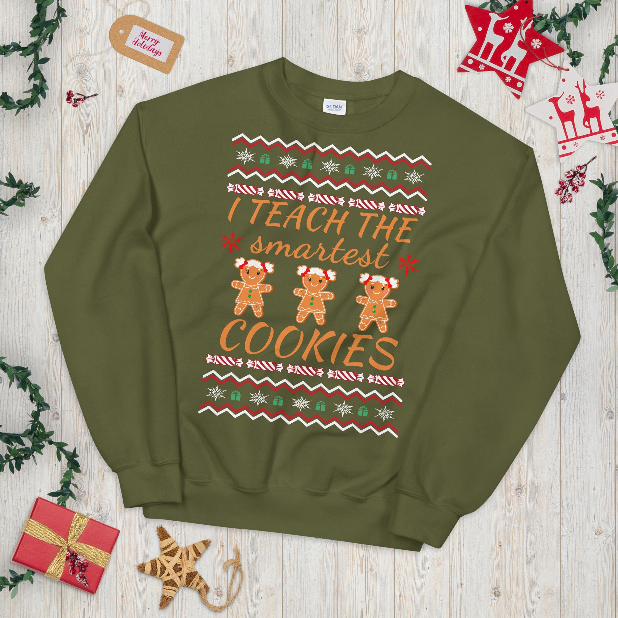 Ich unterrichte die klügsten Kekse, Weihnachts-Sweatshirt für Lehrer, Weihnachtsgeschenke für Lehrer, klügste Kekse, Smart Cookies Sweater, Weihnachtslehrer