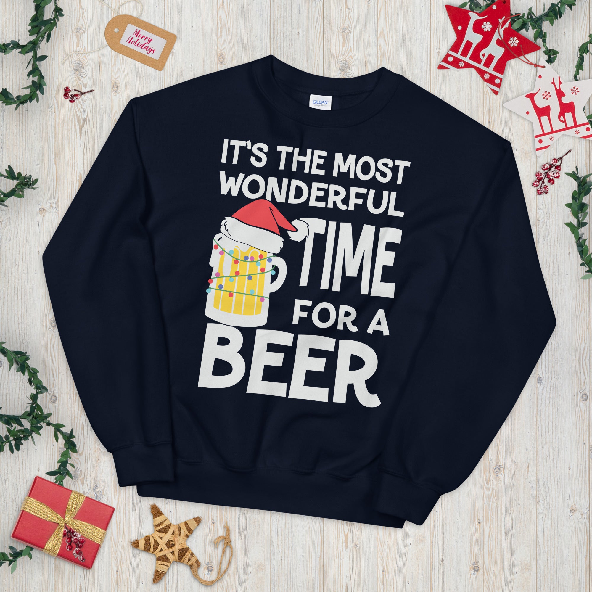 It's the Most Wonderful Time For a Beer, Funny Beer Sweatshirt, Ugly Christmas Sweater, Husband Christmas Shirt, Christmas Beer Sweater - Madeinsea©