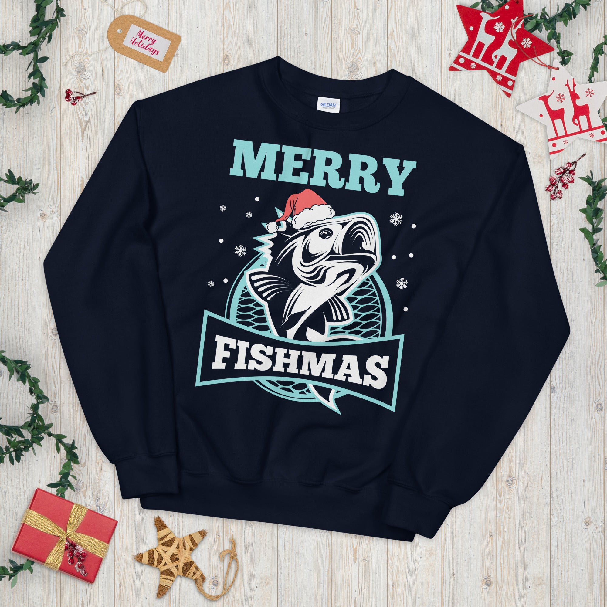 Merry Fishmas Sweater, Christmas Fishing Sweatshirt, Fishing Lover, Fishing Man Shirt, Ugly Christmas Sweater, Fisherman Santa Sweatshirt
