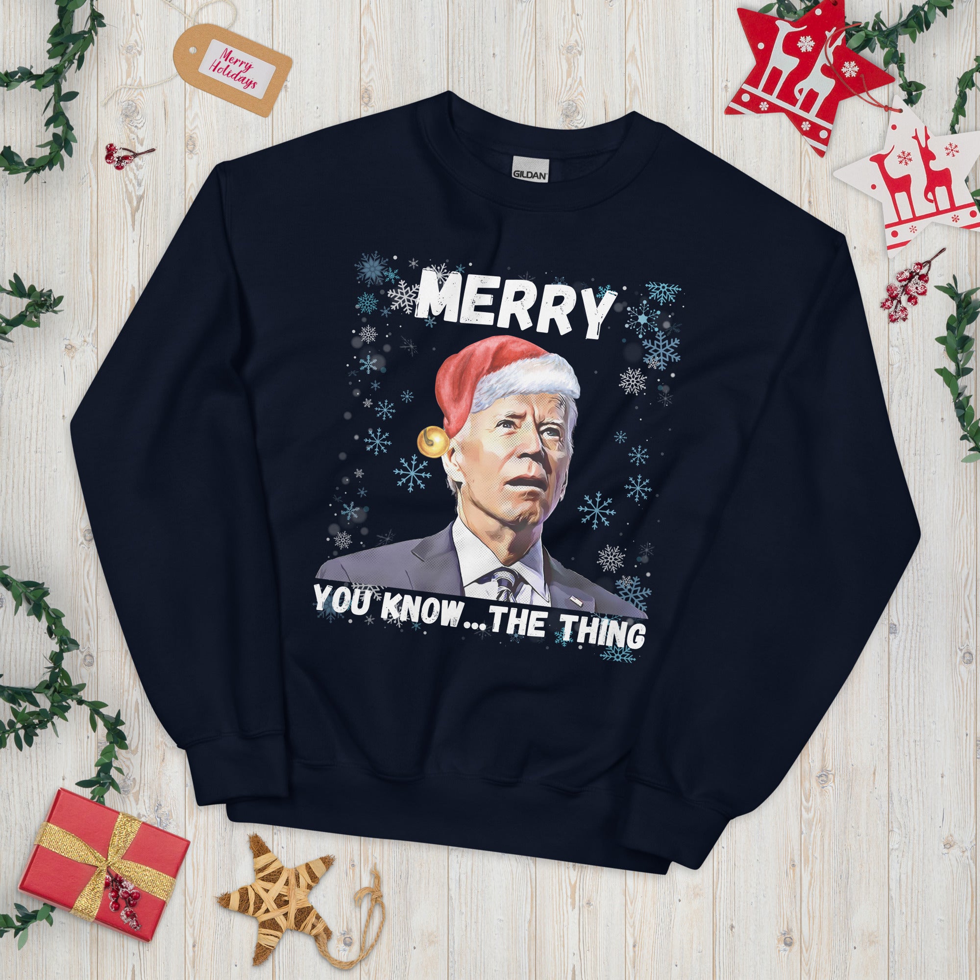 Merry You Know The Thing, Christmas Biden Sweatshirt, Funny Confused Biden Xmas Shirt, Santa Joe Biden Sweater Republican Gift, FJB Crewneck