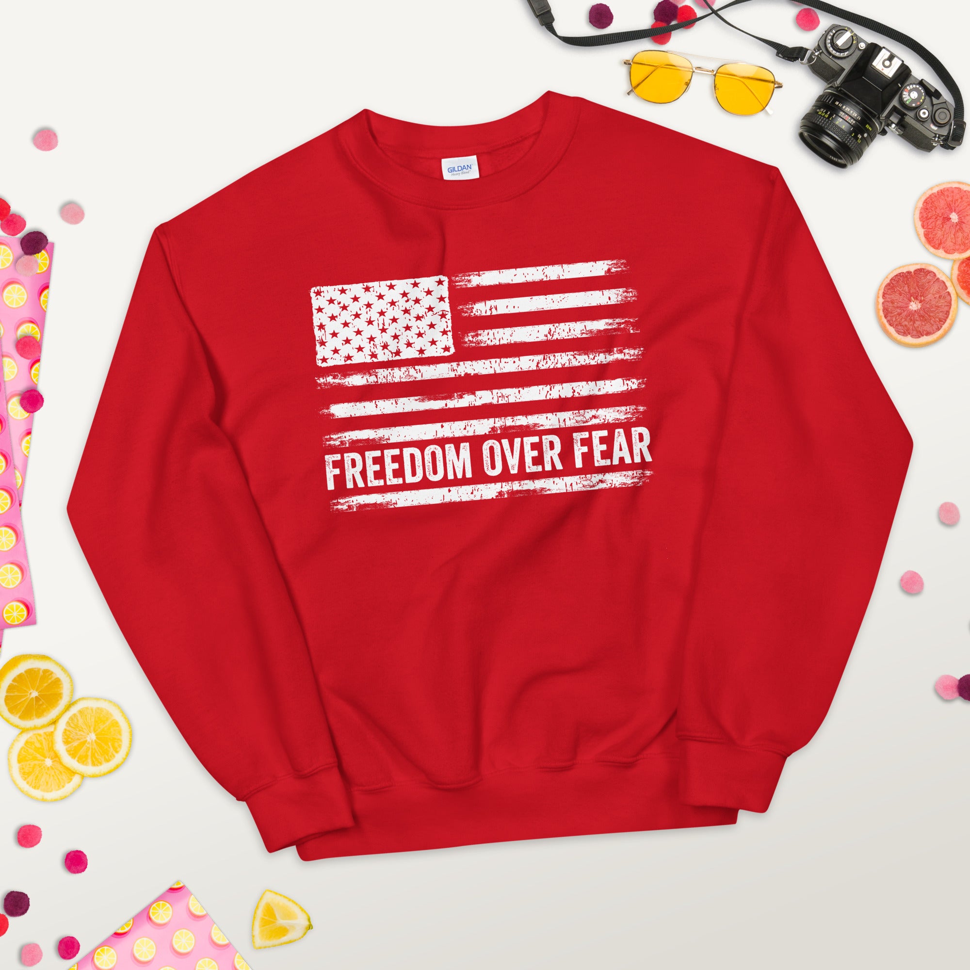 Sweat-shirt « La liberté sur la peur », t-shirt « La liberté médicale », cadeau patriotique, fier américain, pull « Vétéran américain », drapeau américain vintage, 4 juillet