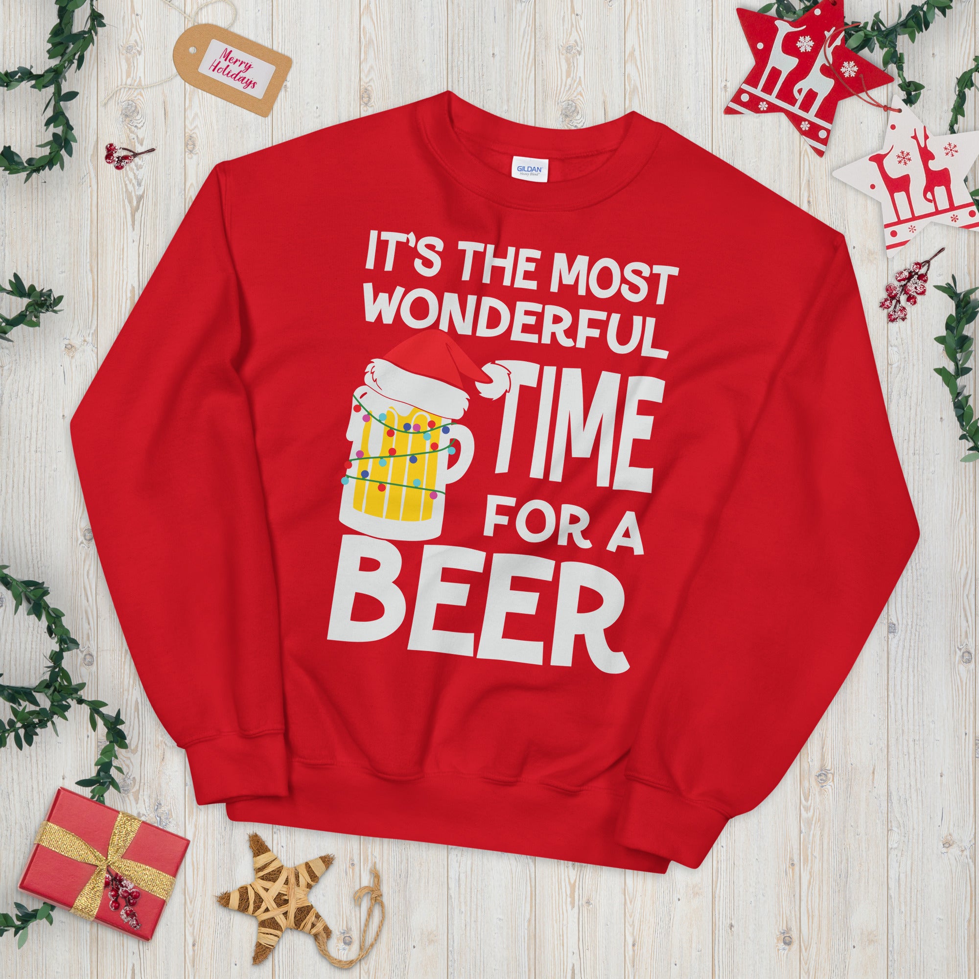 It's the Most Wonderful Time For a Beer, Funny Beer Sweatshirt, Ugly Christmas Sweater, Husband Christmas Shirt, Christmas Beer Sweater - Madeinsea©