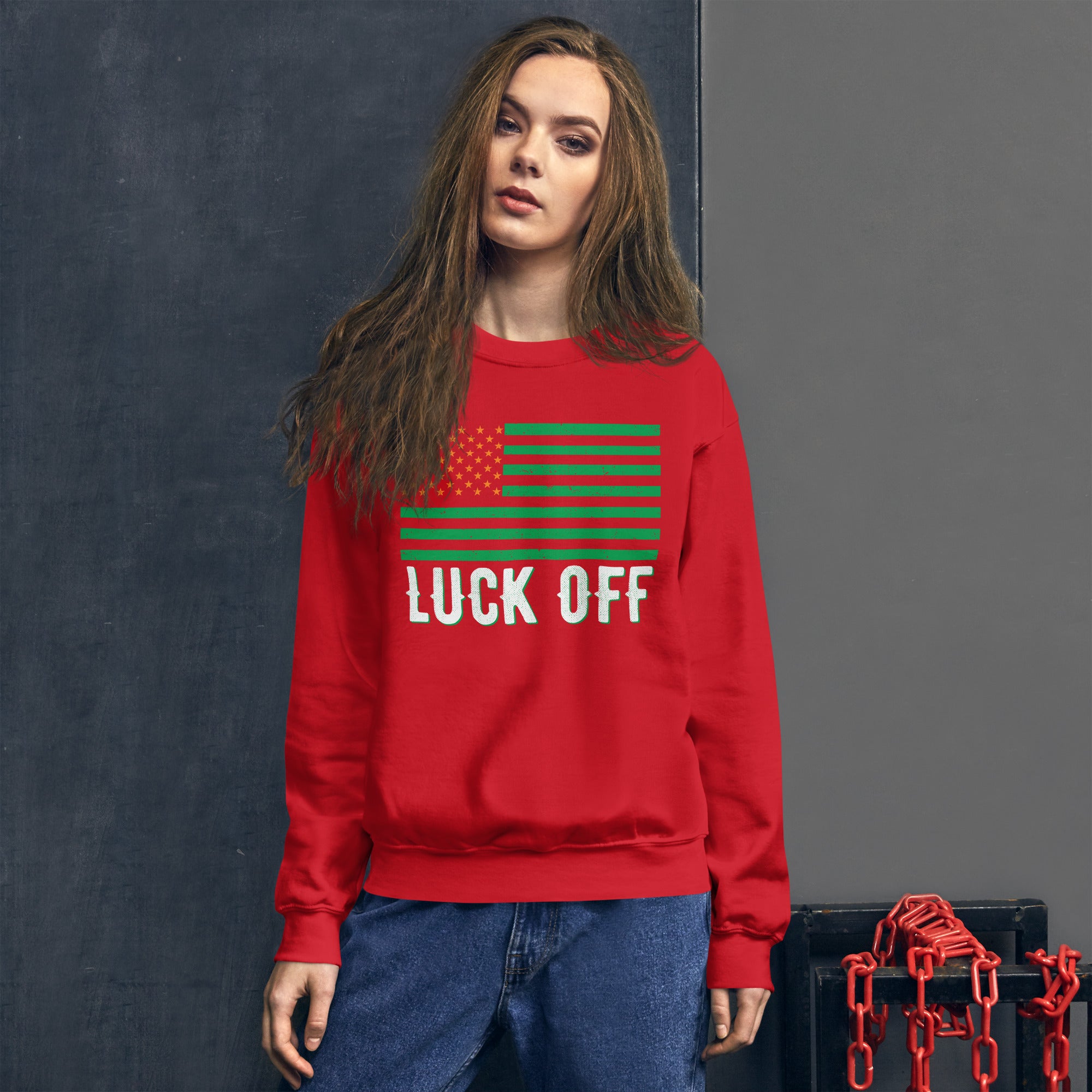 Luck Off Sweatshirt, St. Patrick's Day Sweater, Shamrock Shirt, St. Patty's Sweatshirt, Lucky Irish Shirt, Saint Patricks Day Funny Gifts - Madeinsea©