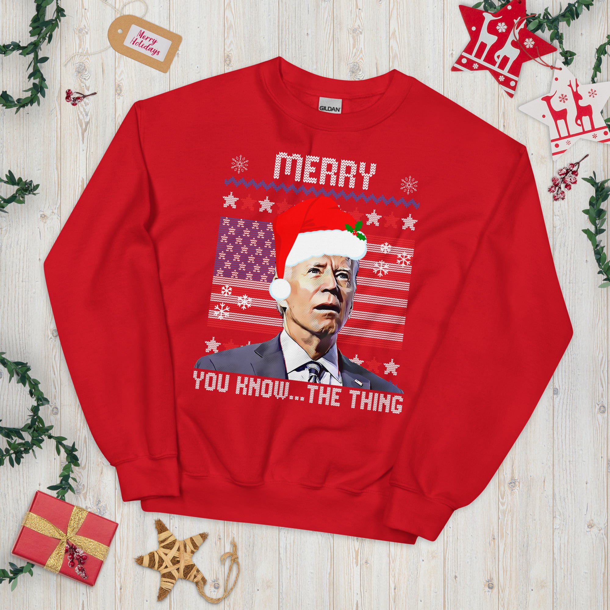 Christmas Biden Sweatshirt, Merry You Know The Thing, Funny Confused Biden Xmas Shirt, Santa Joe Biden Sweater Republican Gift, FJB Crewneck - Madeinsea©