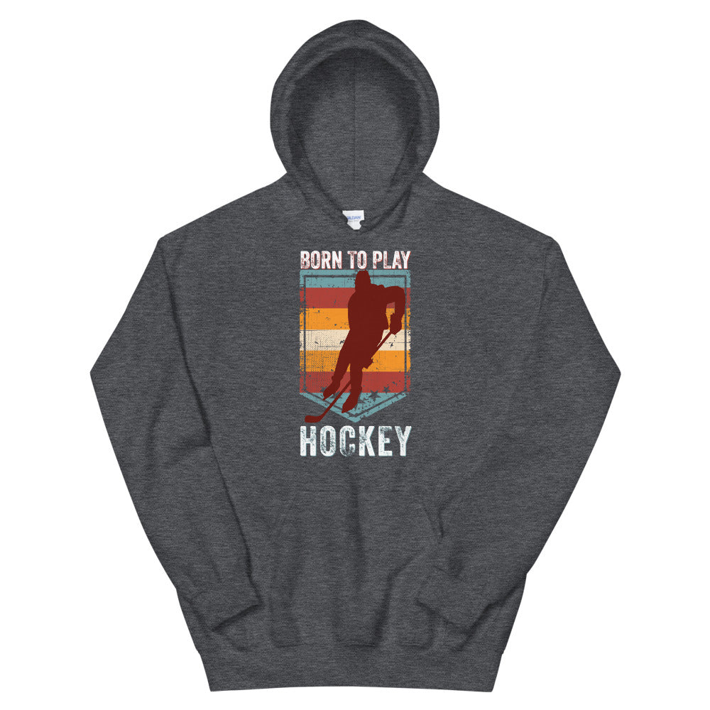 Sweat à capuche drôle de hockey sur glace, sweat à capuche unisexe de hockey sur glace, sweat à capuche né pour jouer au hockey, sweat à capuche rétro vintage de hockey sur glace, cadeau de joueur de hockey sur glace