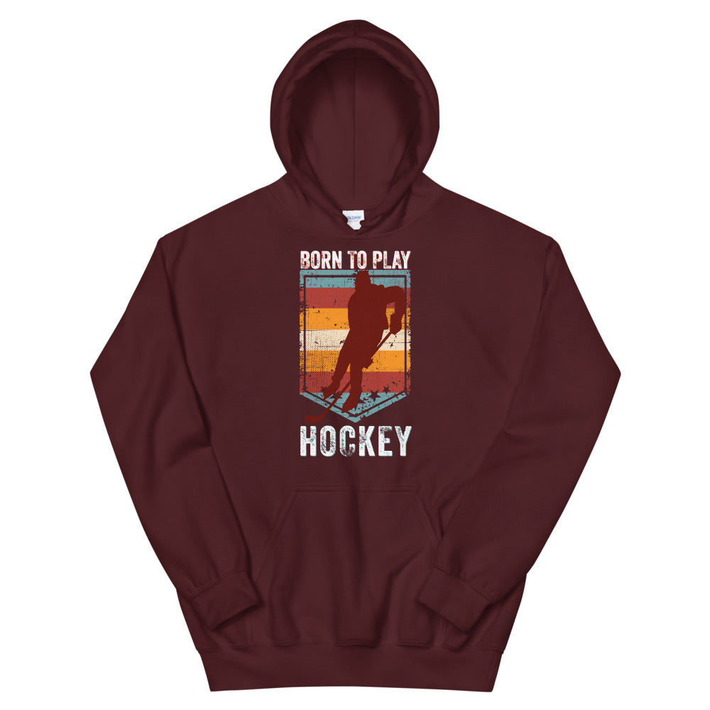 Sweat à capuche drôle de hockey sur glace, sweat à capuche unisexe de hockey sur glace, sweat à capuche né pour jouer au hockey, sweat à capuche rétro vintage de hockey sur glace, cadeau de joueur de hockey sur glace