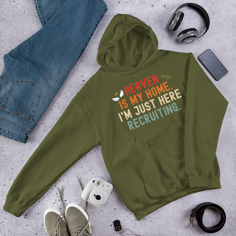 Heaven Is My Home I'm Just Here Recruiting Hoodie, Jesus Christian Hoodie, Priest Gifts, Heaven Shirt, Funny Religious Sweater, Jesus Christ - Madeinsea©