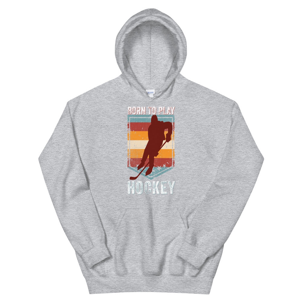 Sweat à capuche drôle de hockey sur glace, sweat à capuche unisexe de hockey sur glace, sweat à capuche né pour jouer au hockey, sweat à capuche rétro vintage de hockey sur glace, cadeau de joueur de hockey sur glace