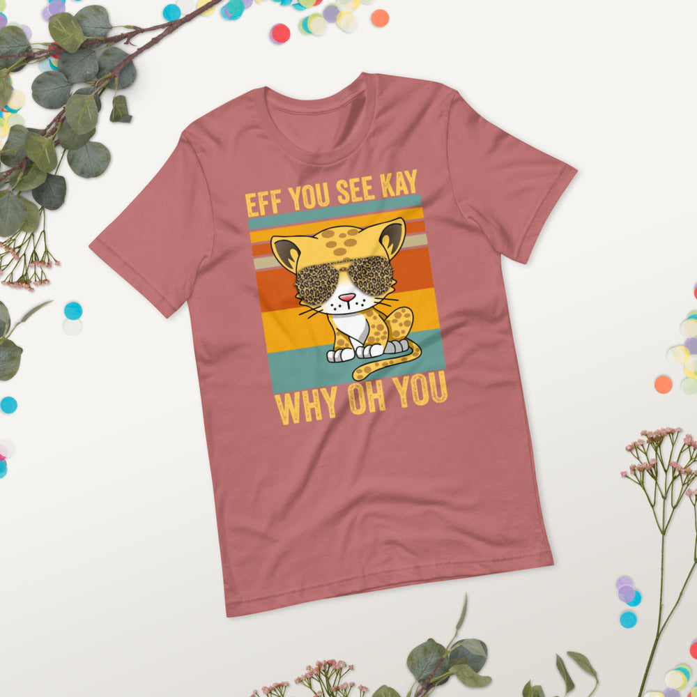 Cat Eff You See Kay Why Oh You Shirt, Funny Vintage Cat Shirt, Cat Yoga Shirt, Cat Lover Shirt, Leopard Cat T Shirt, Vintage Retro Cat Tee - Madeinsea©