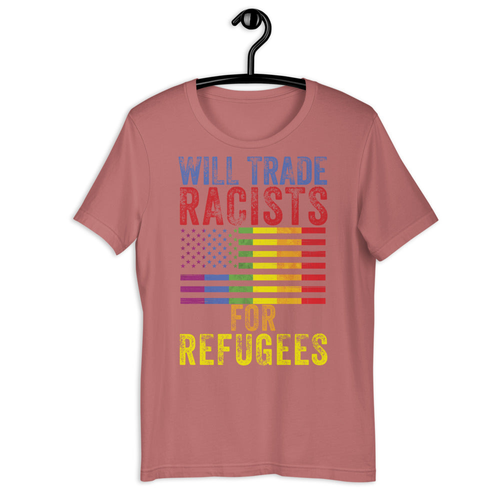 Will Trade Racists For Refugees Shirt, no human is illegal shirt, racists for refugees, anti racism shirt, Protest Shirt, Fight Racism - Madeinsea©