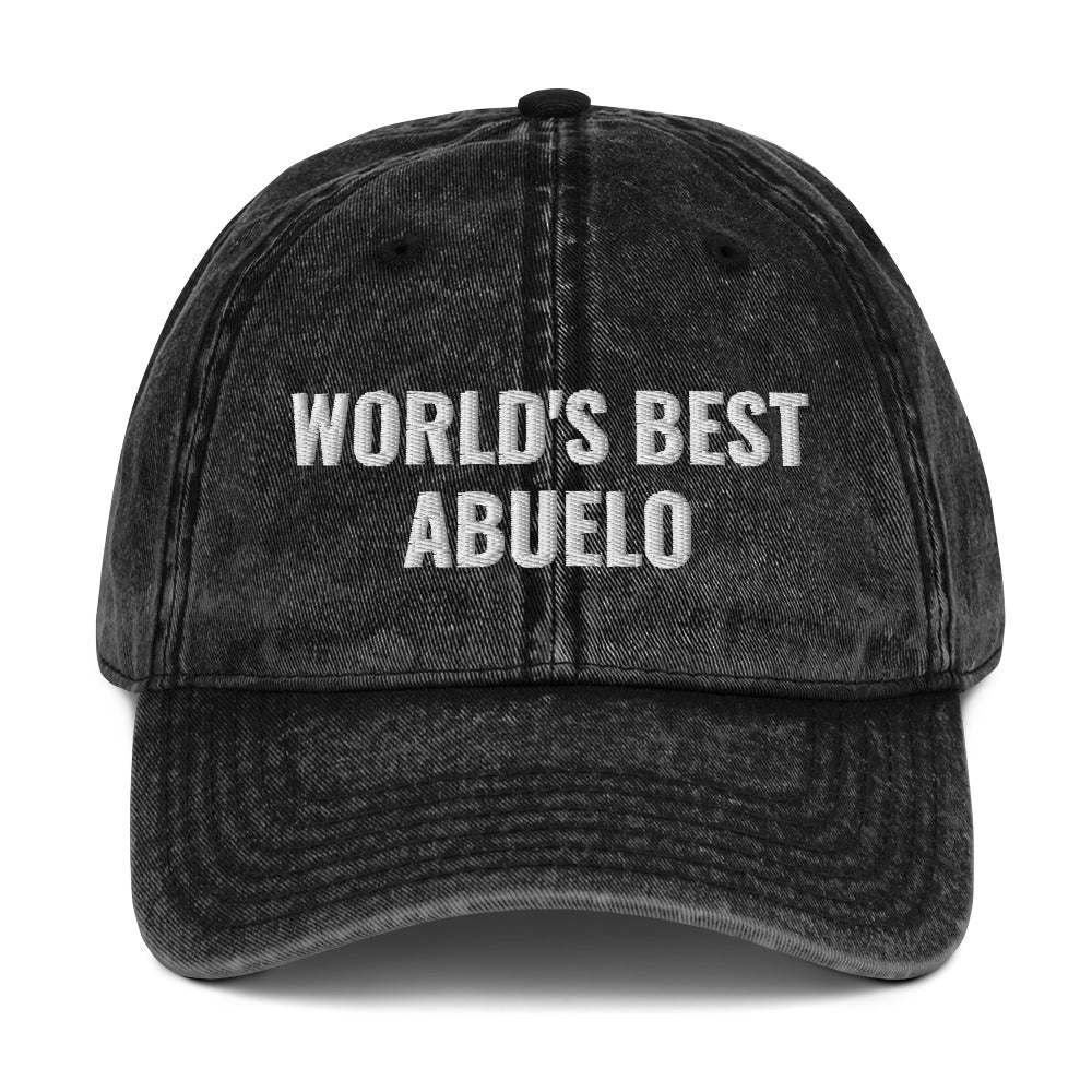 World&#39;s best abuelo - Gifts for grandpa, gifts for him, dad hat, father&#39;s day gift, Vintage Cotton Twill Cap