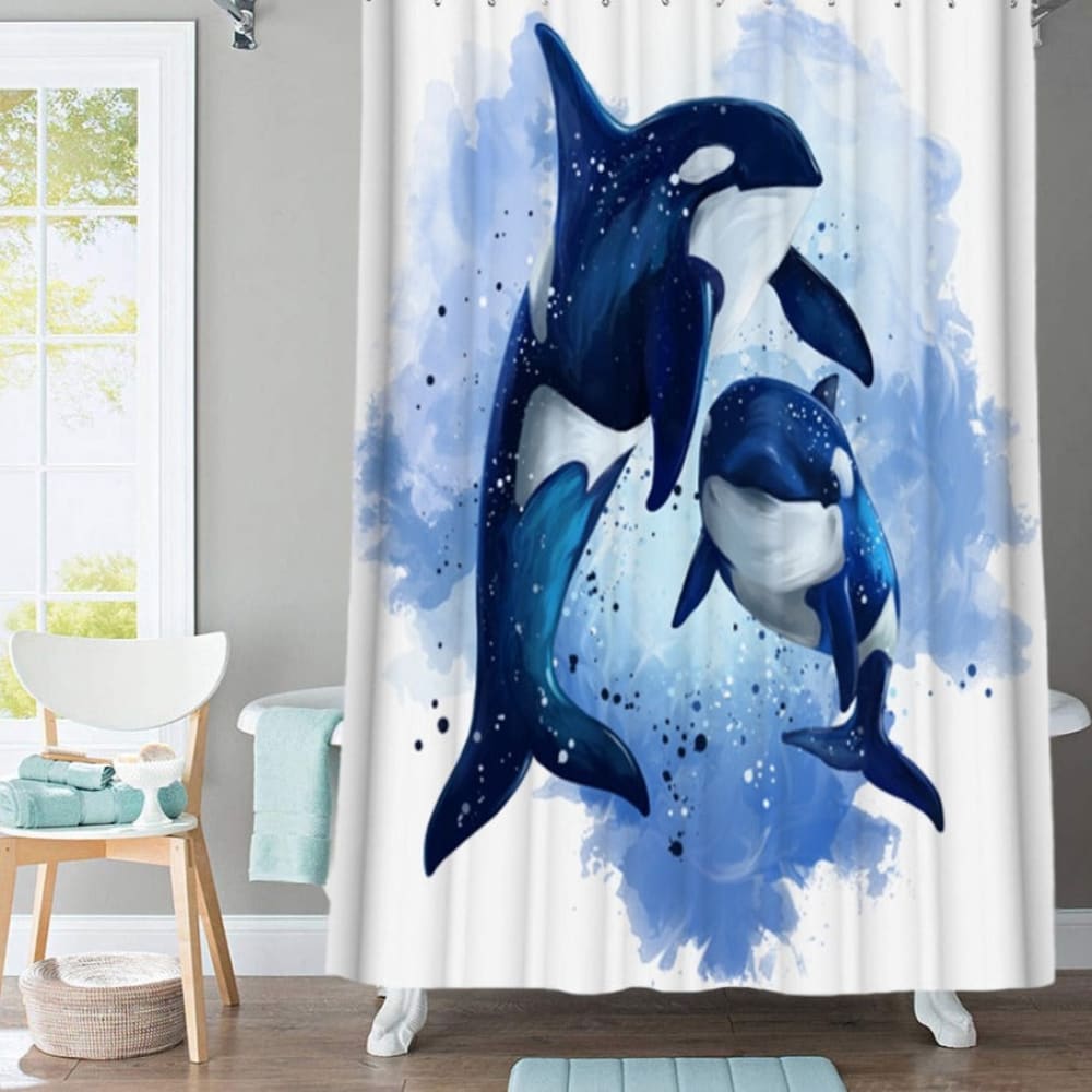 Whale and Dolphin Shower Curtain