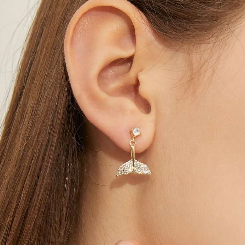 Whale Tail Earrings Gold