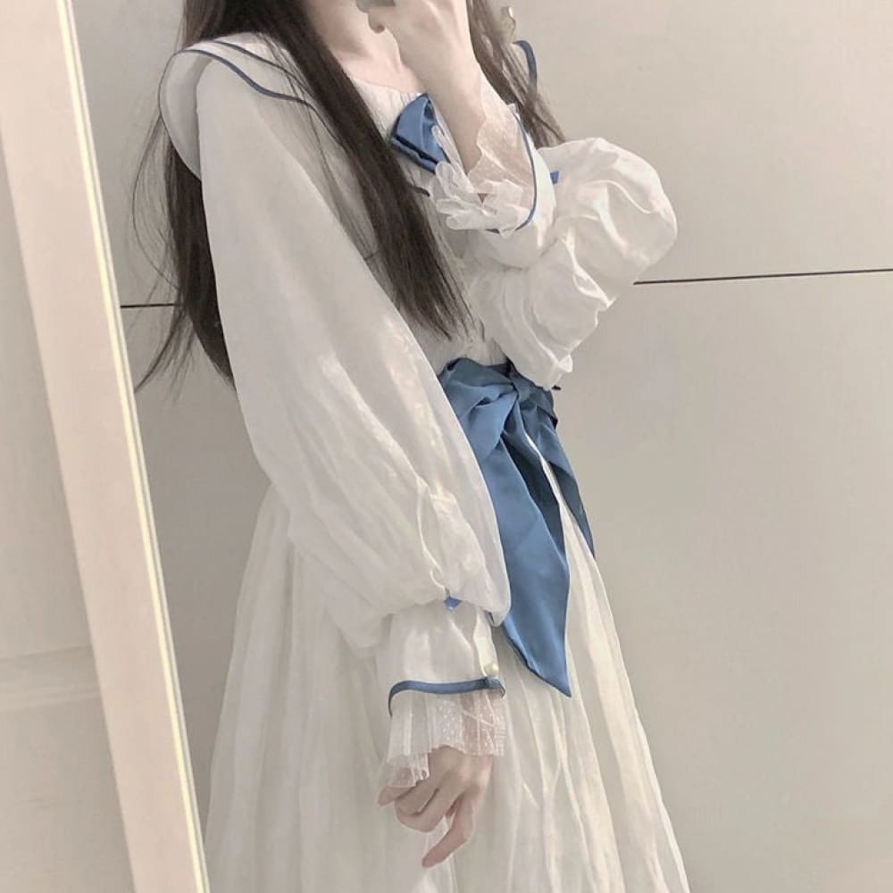 White Blue Sailor Dress