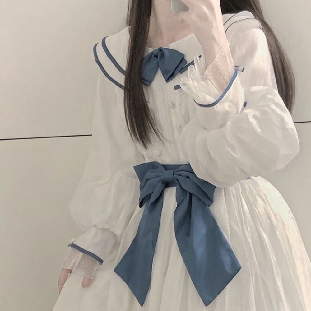 White Blue Sailor Dress