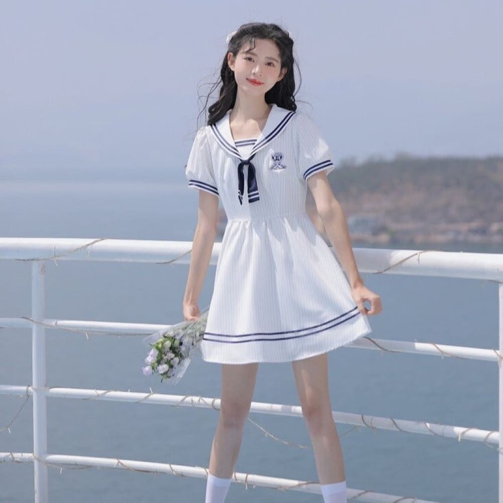blue and white nautical dress Nadine Palm Maxi Dress
