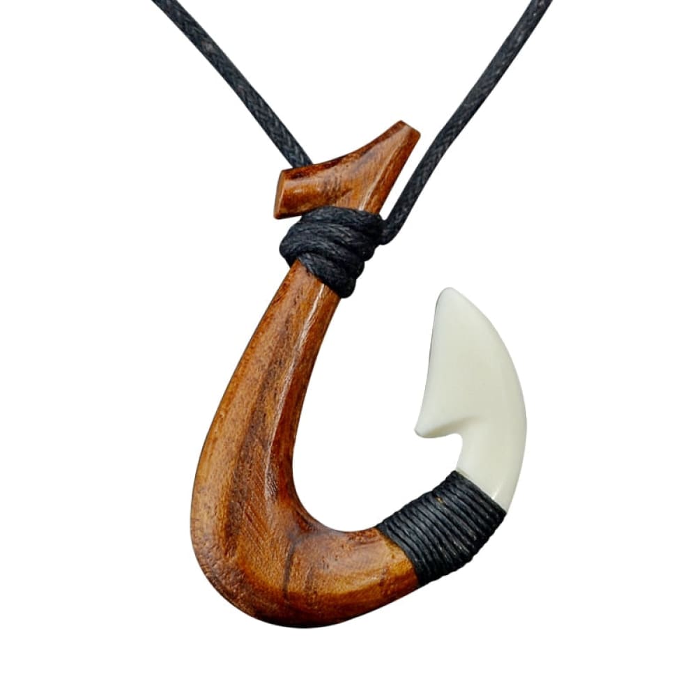 Wood Fish Hook Necklace