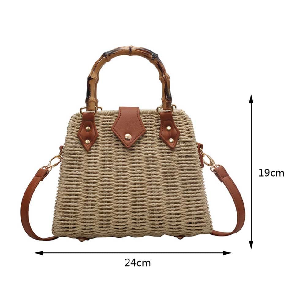 Wood Handle Crossbody Beach Bag