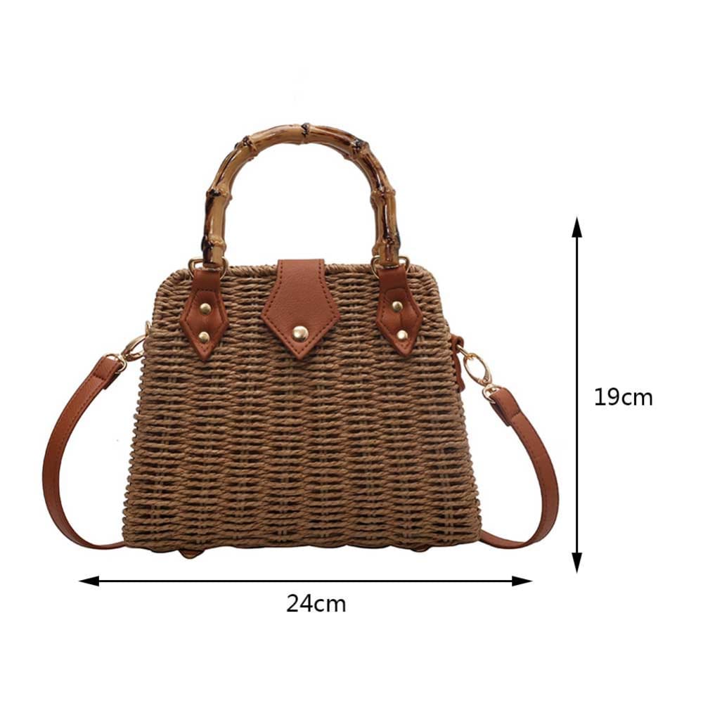 Wood Handle Crossbody Beach Bag