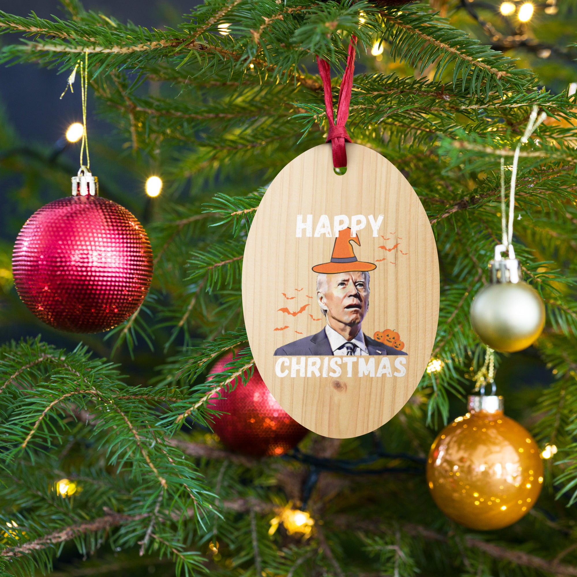 Happy Christmas Funny Joe Biden Xmas Wooden Ornaments, Republican Christmas Gifts, Christmas Gift, Christmas Decoration, FJB Tree Decor - Madeinsea©